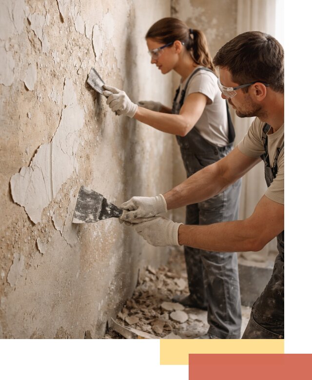 Снятие старой шпаклевки и подготовка поверхностей в Каменске-Уральском