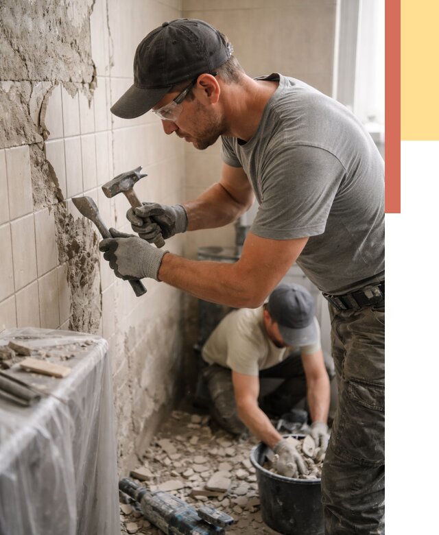 Демонтаж плитки со стен в Каменске-Уральском от 904 руб. — быстро и недорого | ОТДЕЛОЧНИК-Кмн