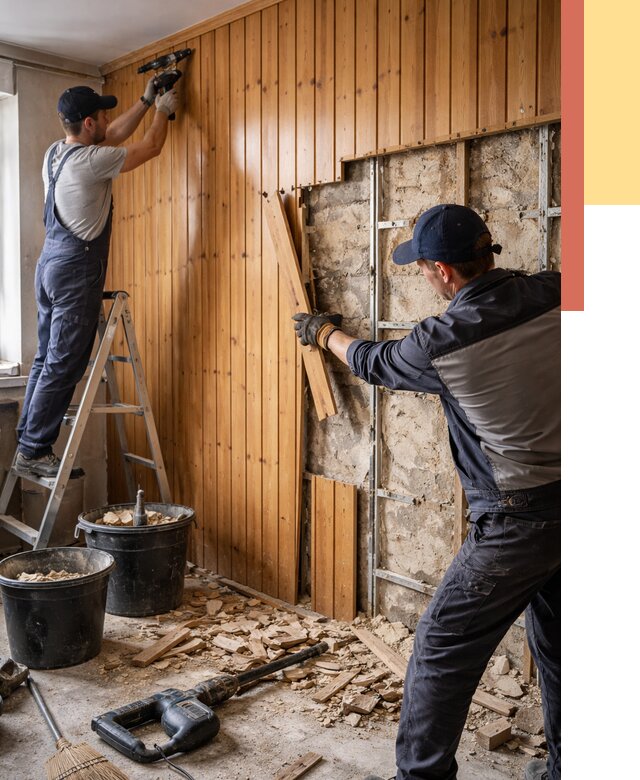 Демонтаж вагонки со стен в Каменске-Уральском от 1543 руб. — снятие, удаление, срочно | ОТДЕЛОЧНИК-Кмн