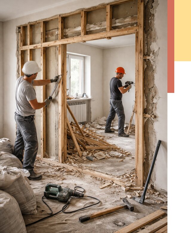 Демонтаж деревянных перегородок в Каменске-Уральском от 3404 руб. — быстро и недорого | ОТДЕЛОЧНИК-Кмн