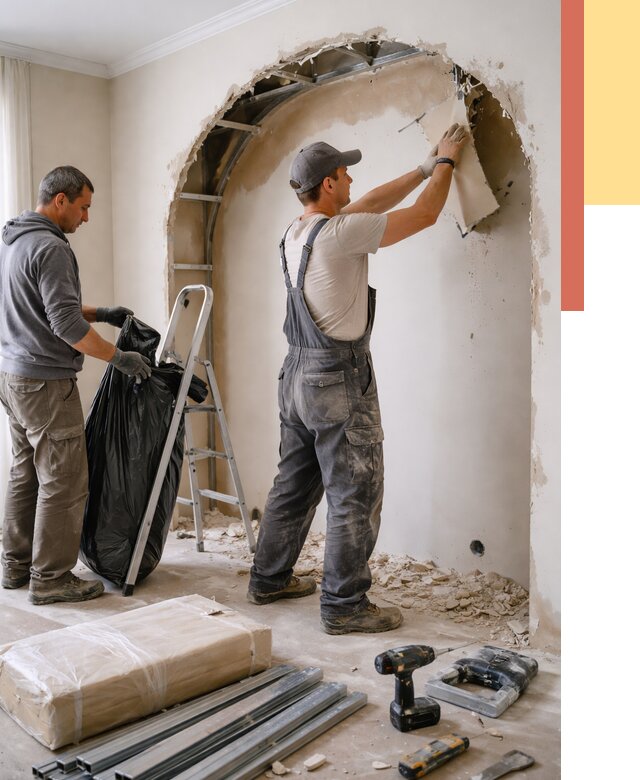 Демонтаж арки из гипсокартона в Каменске-Уральском от 3723 руб. — услуги под ключ | ОТДЕЛОЧНИК-Кмн