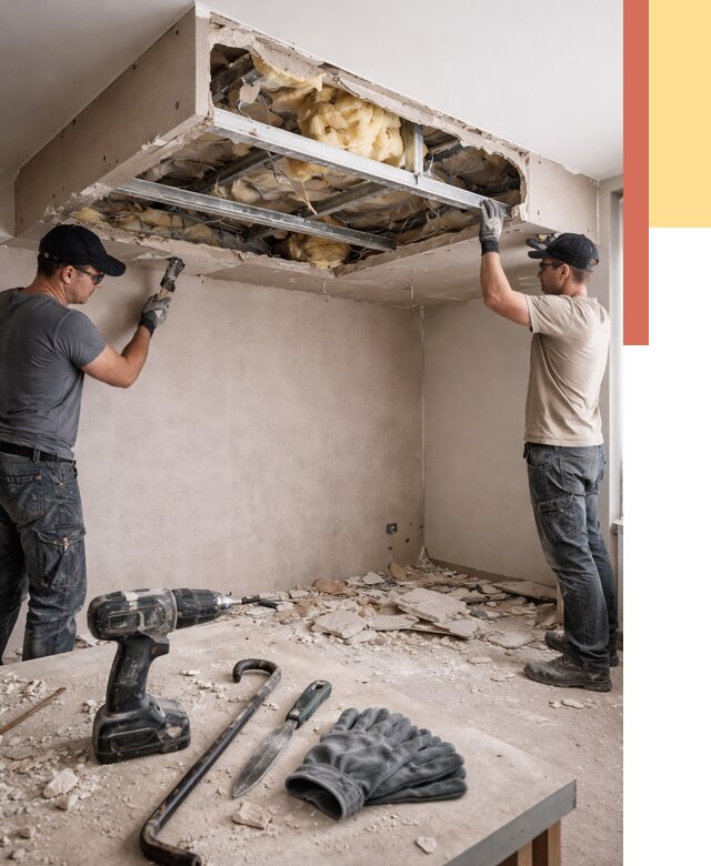 Демонтаж короба из гипсокартона в Каменске-Уральском от 1617 руб. — быстро и недорого | ОТДЕЛОЧНИК-Кмн