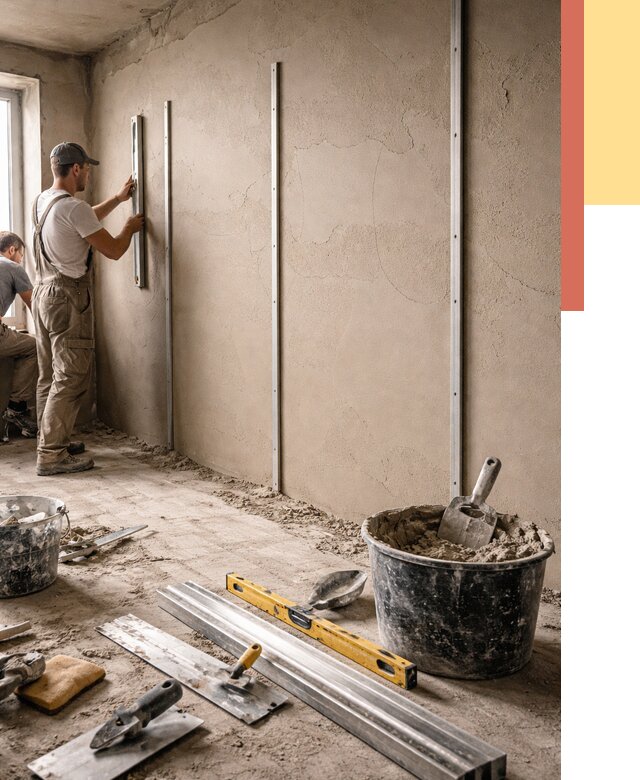 Штукатурка стен по маякам в Каменске-Уральском от 5851 руб./м² — выравнивание под ключ | ОТДЕЛОЧНИК-Кмн