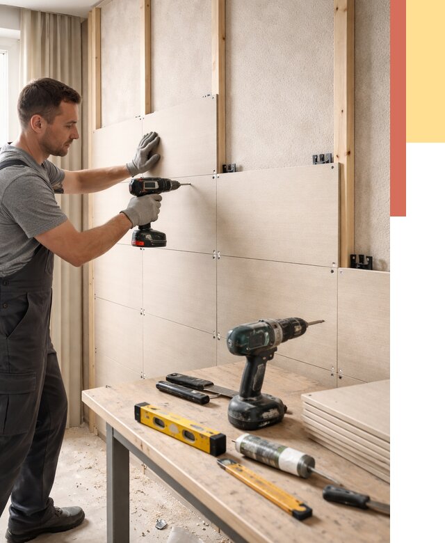 Монтаж МДФ панелей на стены в Каменске-Уральском от 1330 руб. под ключ | ОТДЕЛОЧНИК-Кмн