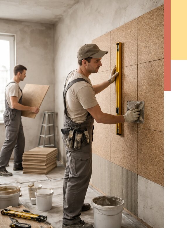 Монтаж пробковых панелей на стены в Каменске-Уральском от 3723 руб. — ОТДЕЛОЧНИК-Кмн