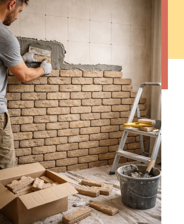 Монтаж декоративного кирпича в Каменске-Уральском от 3404 руб./м² — быстро и недорого | ОТДЕЛОЧНИК-Кмн