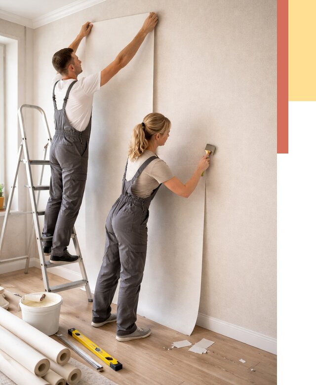 Поклейка флизелиновых обоев в Каменске-Уральском от 6383 руб. | Быстро и недорого — ОТДЕЛОЧНИК-Кмн