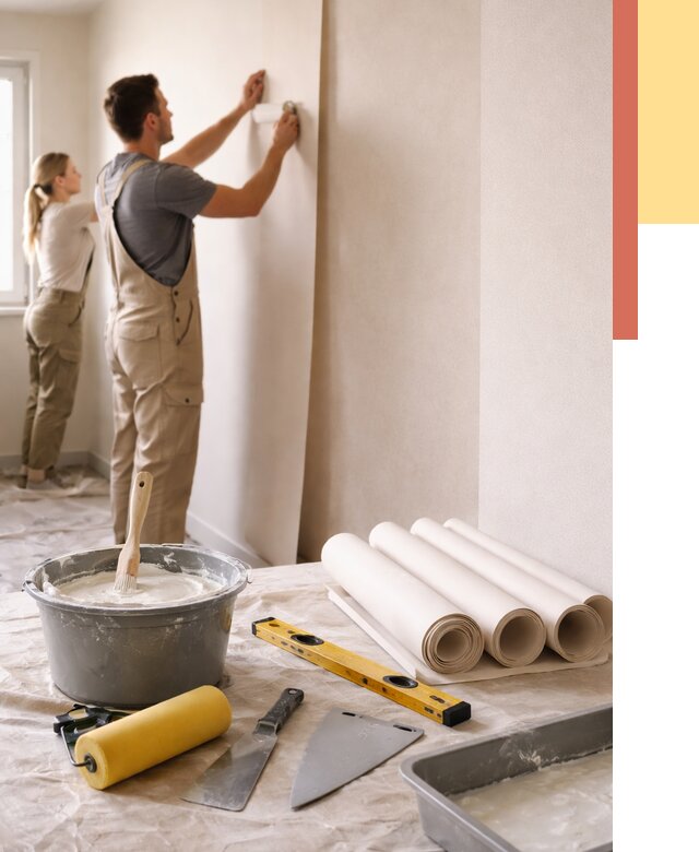 Поклейка бумажных обоев в Каменске-Уральском от 5851 руб./м2 — быстро и недорого | ОТДЕЛОЧНИК-Кмн