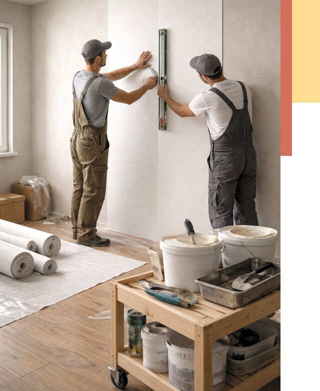 Поклейка стеклообоев в Каменске-Уральском от 6915 руб. за м2 — быстро и недорого | ОТДЕЛОЧНИК-Кмн