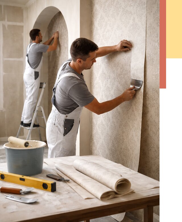 Поклейка обоев на сложные стены в Каменске-Уральском от 2979 руб. под ключ | ОТДЕЛОЧНИК-Кмн