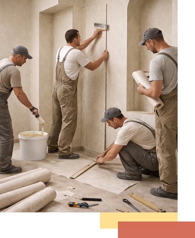 Поклейка обоев на сложные стены и неровные поверхности в Каменске-Уральском