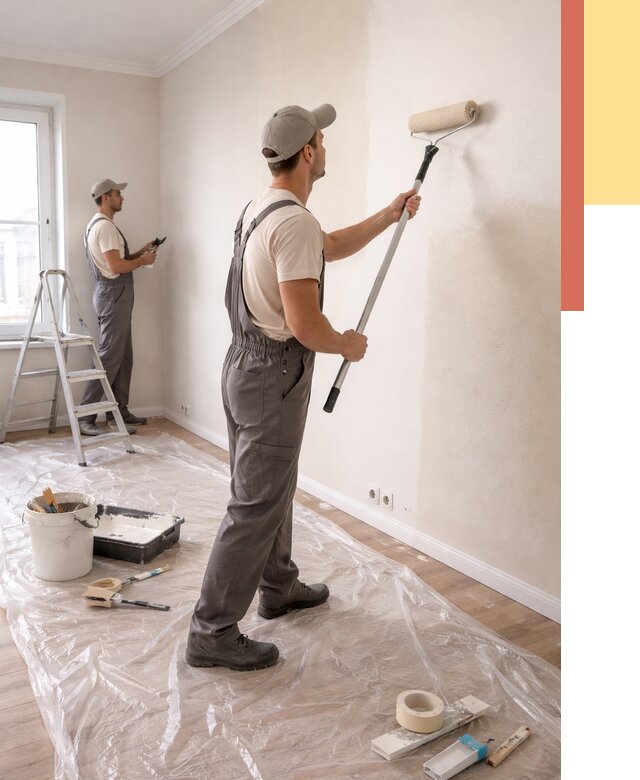 Покраска стен акриловой краской в Каменске-Уральском от 3723 руб./м² — быстро и недорого | ОТДЕЛОЧНИК-Кмн