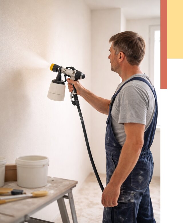 Покраска стен краскопультом в Каменске-Уральском от 7979 руб. — механизированная покраска | ОТДЕЛОЧНИК-Кмн