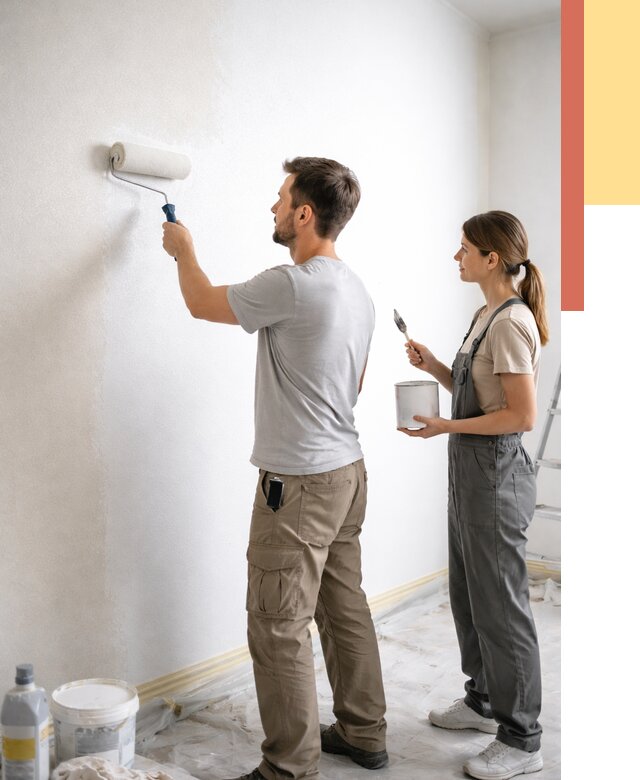 Окраска стен по стеклохолсту в Каменске-Уральском от 4787 руб/м² под ключ | ОТДЕЛОЧНИК-Кмн