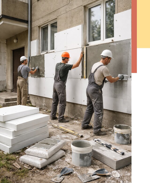 Утепление стен пенопластом в Каменске-Уральском от 1862 руб. — недорого и под ключ | ОТДЕЛОЧНИК-Кмн