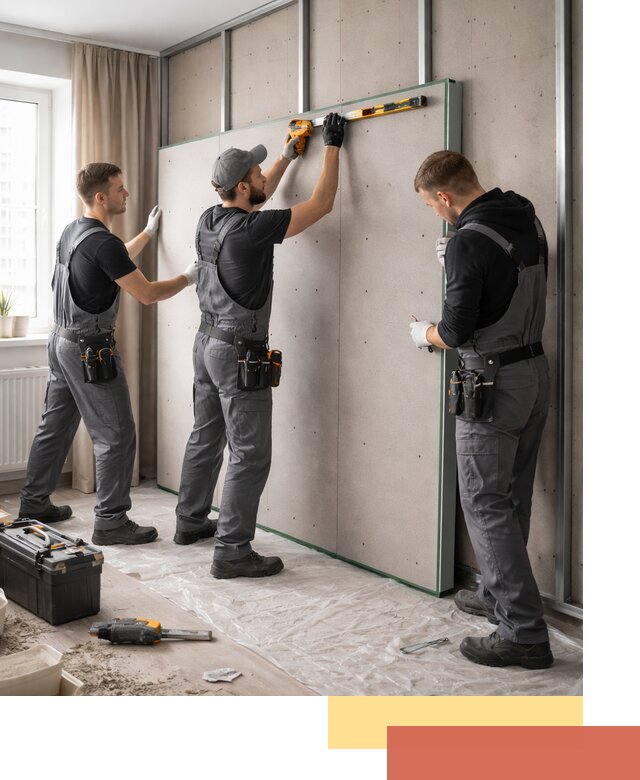 Шумоизоляция стен панелями ЗИПС в Каменске-Уральском для жилых и коммерческих помещений