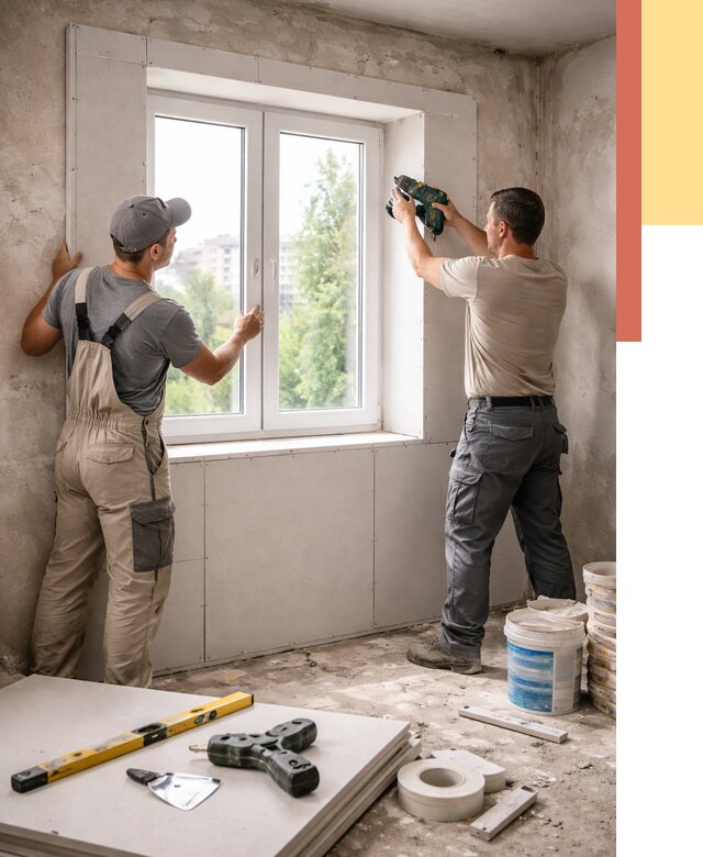 Монтаж откосов из гипсокартона в Каменске-Уральском от 4787 руб. под ключ | ОТДЕЛОЧНИК-Кмн