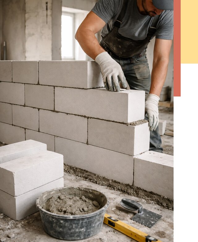 Кладка перегородок из силикатного блока в Каменске-Уральском от 4255 руб. под ключ | ОТДЕЛОЧНИК-Кмн