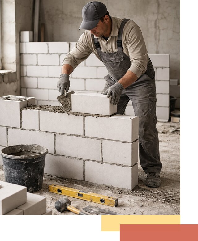 Кладка перегородок из силикатного блока в Каменске-Уральском