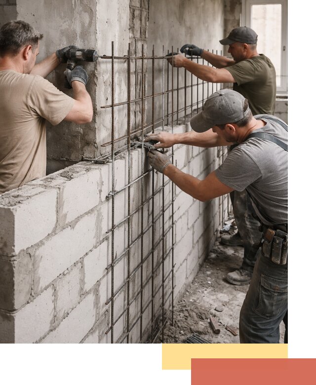 Армирование кладки перегородок в Каменске-Уральском профессионально и надёжно