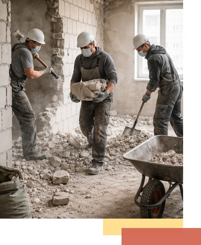 Демонтаж блочных перегородок в Каменске-Уральском быстро и аккуратно