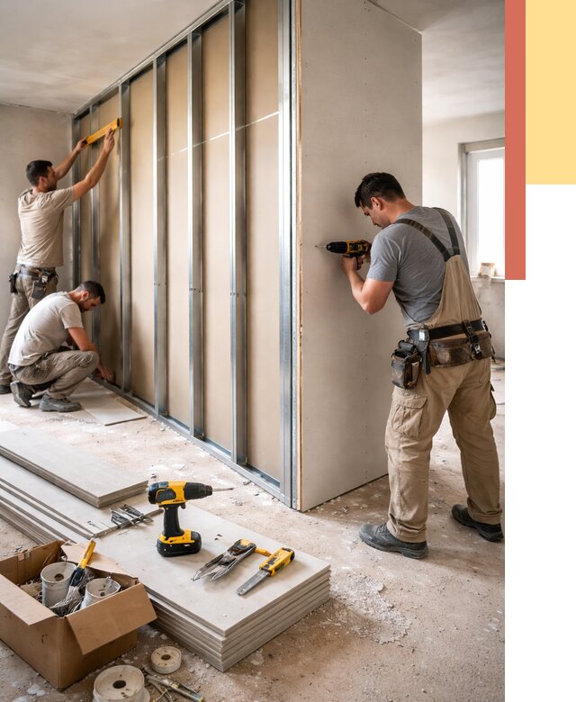 Монтаж однослойной перегородки из гипсокартона в Каменске-Уральском от 691 руб. | ОТДЕЛОЧНИК-Кмн