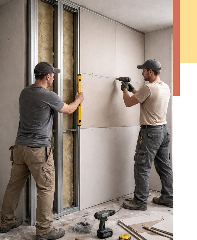 Монтаж двухслойной перегородки из гипсокартона в Каменске-Уральском от 1543 руб. | ОТДЕЛОЧНИК-Кмн