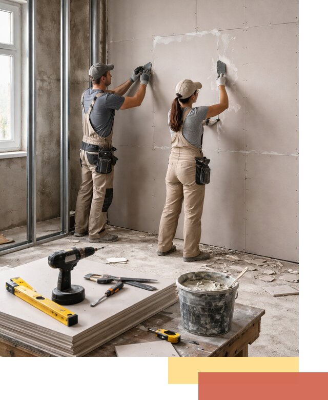 Монтаж двухслойной перегородки из гипсокартона в Каменске-Уральском