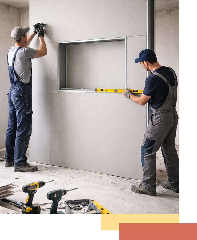 Перегородка из гипсокартона с нишей под декор в Каменске-Уральском