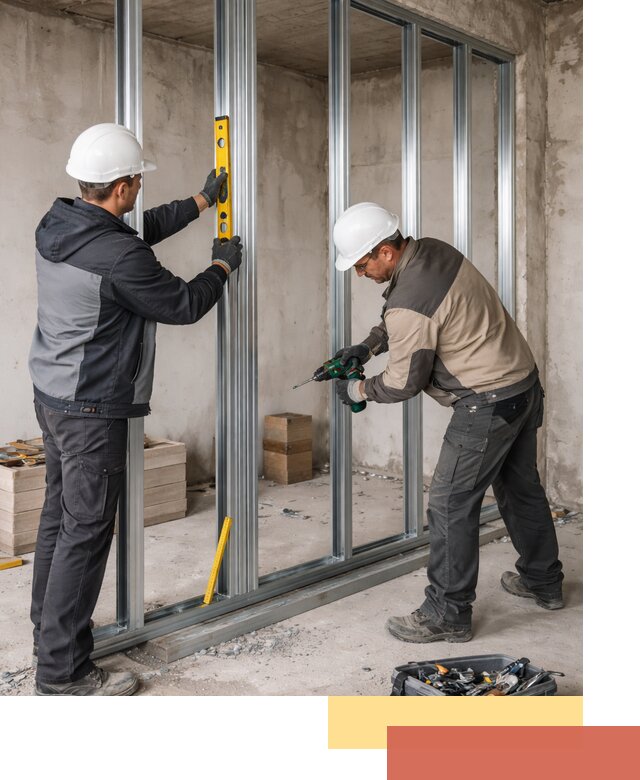 Монтаж каркаса перегородки из профиля в Каменске-Уральском