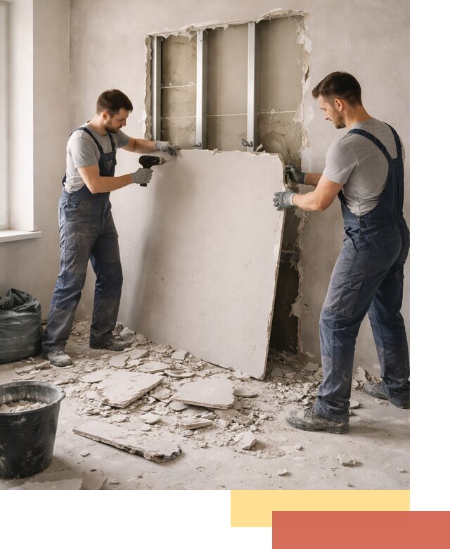 Демонтаж перегородки из гипсокартона в Каменске-Уральском быстрый и аккуратный