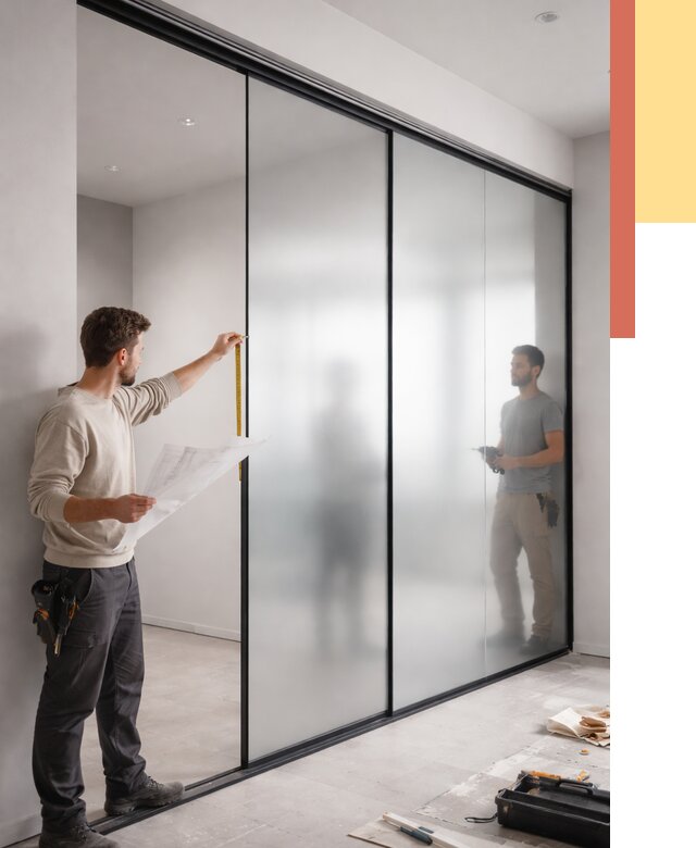 Матовые стеклянные перегородки в Каменске-Уральском от 9042 руб. — монтаж и установка | ОТДЕЛОЧНИК-Кмн