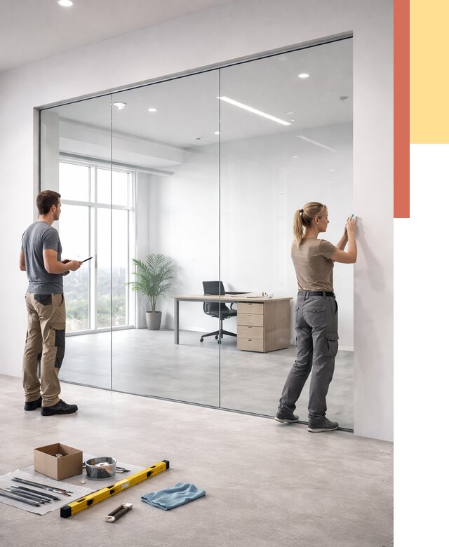 Перегородки из закаленного стекла в Каменске-Уральском от 10106 руб. под ключ | ОТДЕЛОЧНИК-Кмн