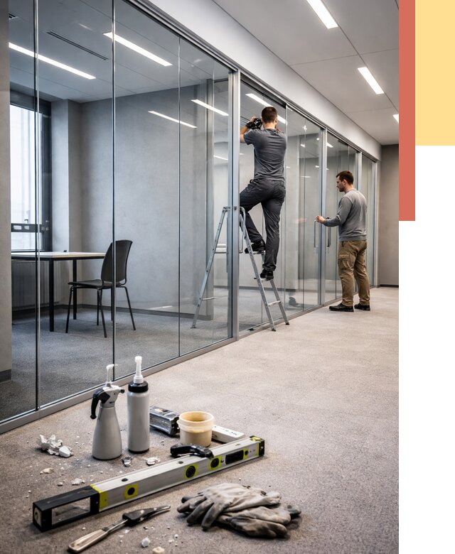 Стеклянные офисные перегородки в Каменске-Уральском от 9042 руб. — монтаж и установка | ОТДЕЛОЧНИК-Кмн