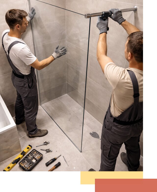 Стеклянные перегородки для душа в Каменске-Уральском — изготовление и монтаж