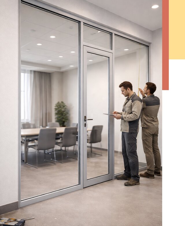 Установка и монтаж алюминиевых перегородок со стеклом в Каменске-Уральском от 8723 руб. | ОТДЕЛОЧНИК-Кмн