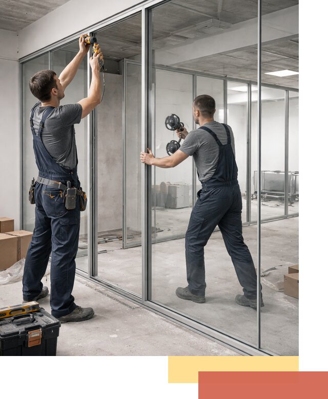 Алюминиевые перегородки со стеклом в Каменске-Уральском — изготовление и монтаж