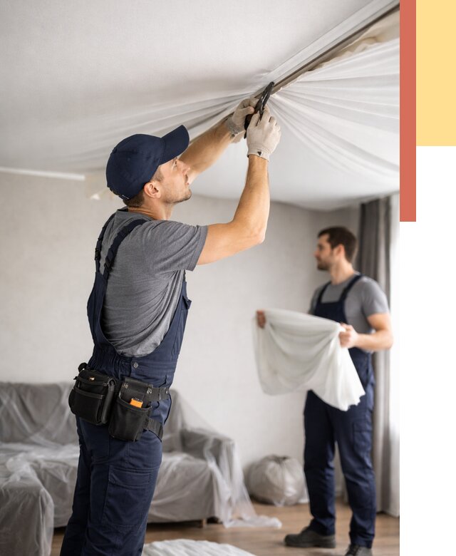 Демонтаж натяжного потолка в Каменске-Уральском от 4787 руб. — снятие и разбор под ключ | ОТДЕЛОЧНИК-Кмн