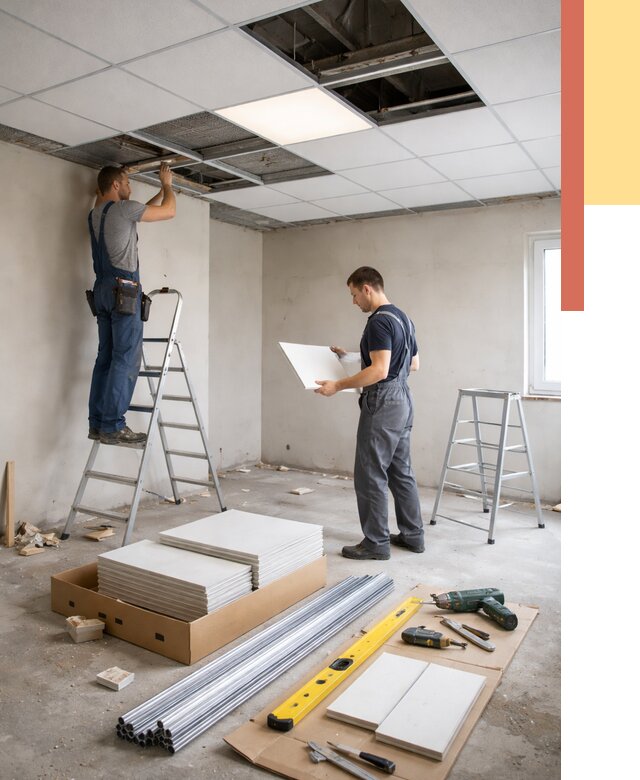 Монтаж потолка армстронг в Каменске-Уральском от 4787 руб/м2 — быстрая установка под ключ | ОТДЕЛОЧНИК-Кмн