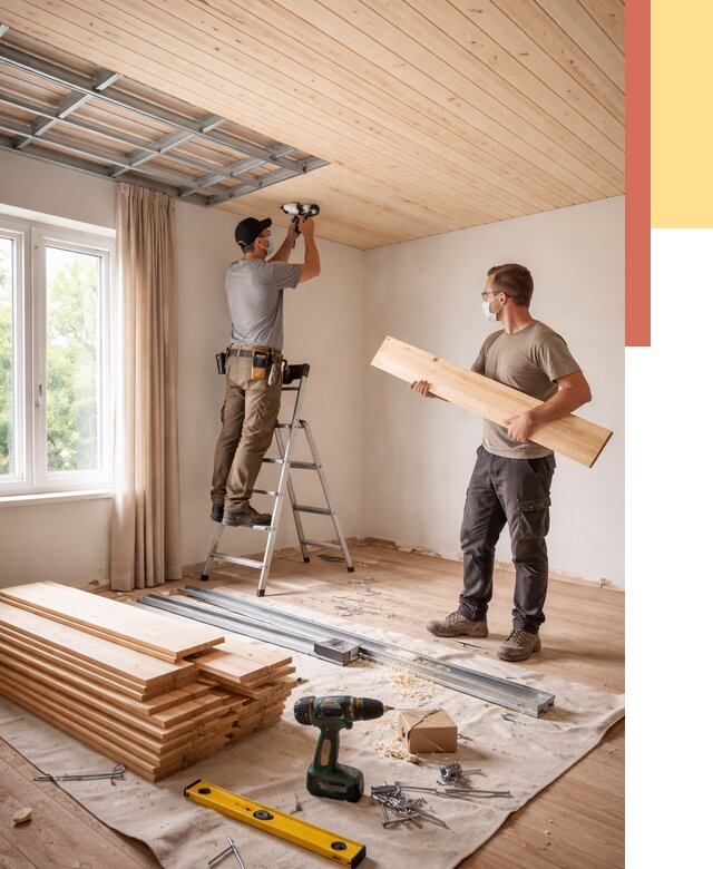 Монтаж потолка из вагонки в Каменске-Уральском от 6915 руб. | Быстро и недорого — ОТДЕЛОЧНИК-Кмн