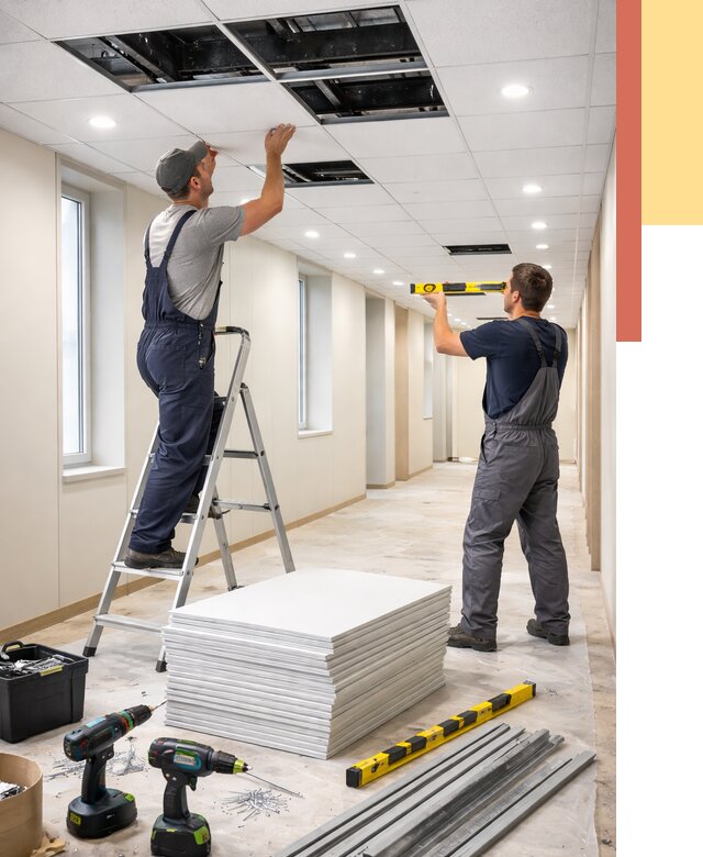 Ремонт потолка Армстронг в Каменске-Уральском от 4787 руб. — быстро и недорого | ОТДЕЛОЧНИК-Кмн