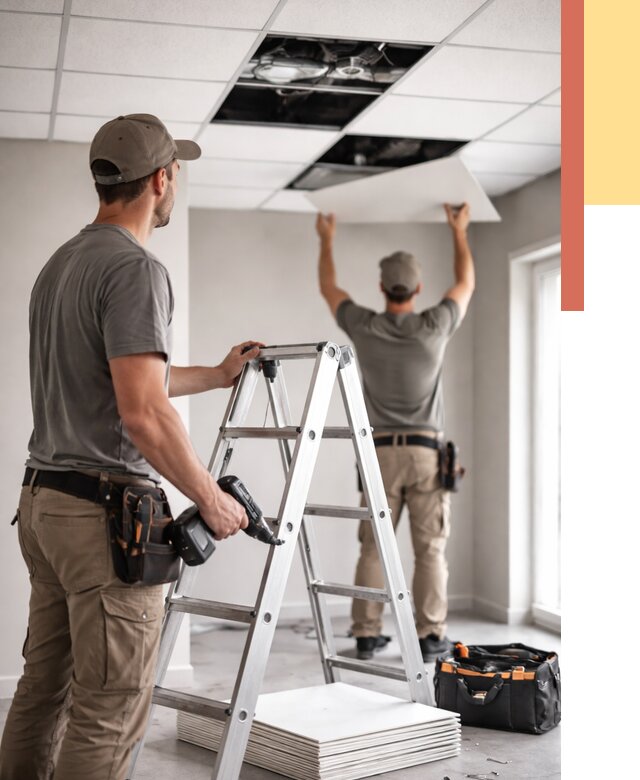 Обслуживание подвесного потолка в Каменске-Уральском от 3723 руб. — быстро и недорого | ОТДЕЛОЧНИК-Кмн