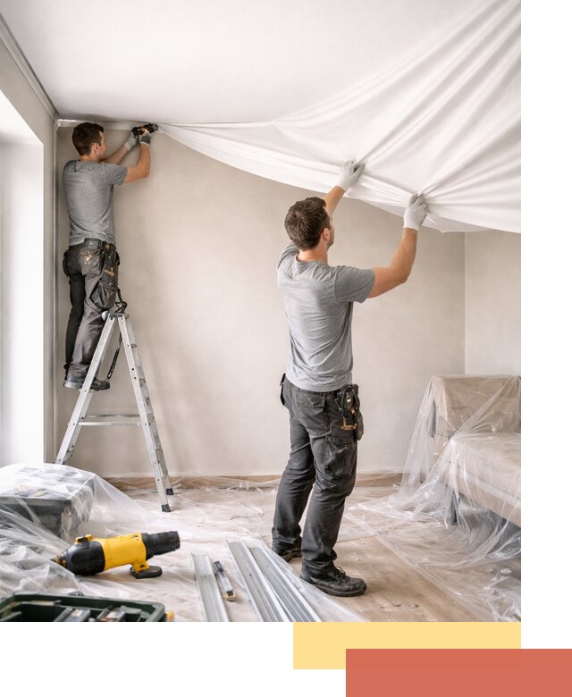 Монтаж тканевого натяжного потолка в Каменске-Уральском недорого и быстро