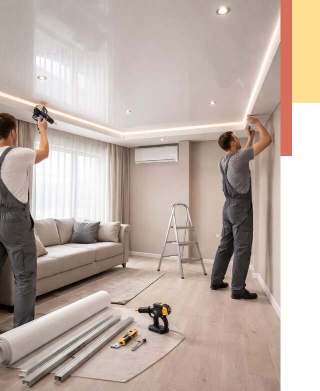 Монтаж глянцевого натяжного потолка в Каменске-Уральском от 798 руб. под ключ | ОТДЕЛОЧНИК-Кмн