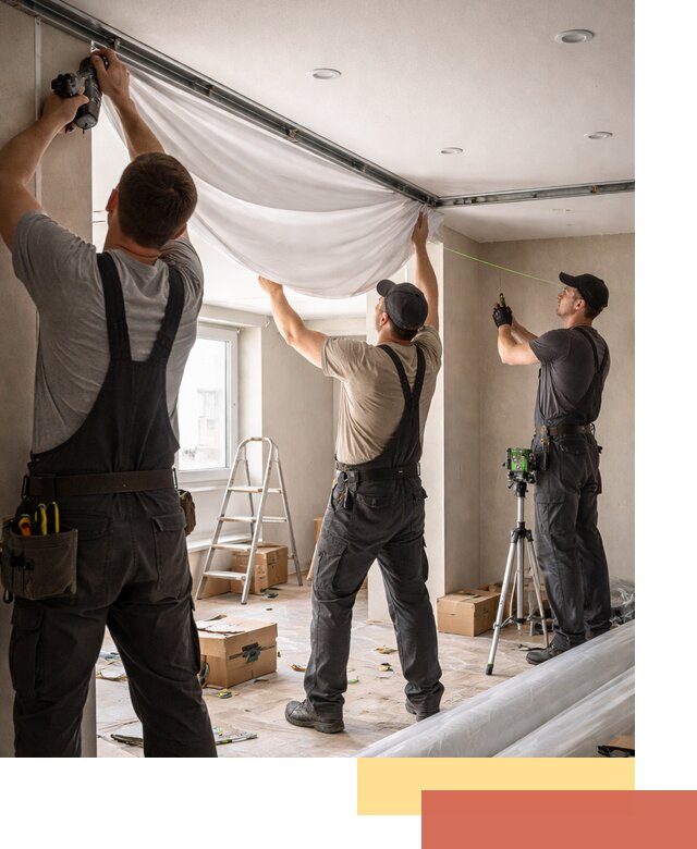 Монтаж парящего натяжного потолка под ключ в Каменске-Уральском