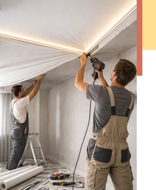 Монтаж натяжного потолка с подсветкой в Каменске-Уральском от 1011 руб. | ОТДЕЛОЧНИК-Кмн