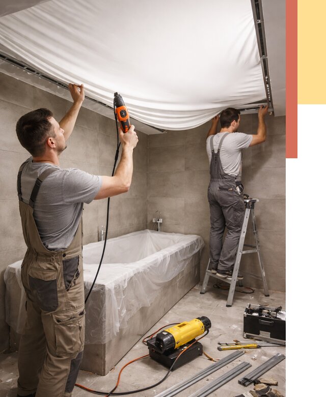 Монтаж натяжного потолка в ванной в Каменске-Уральском от 1277 руб. под ключ | ОТДЕЛОЧНИК-Кмн