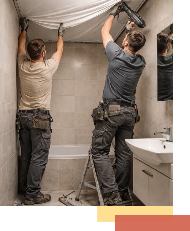 Монтаж натяжного потолка в ванной в Каменске-Уральском быстро и качественно