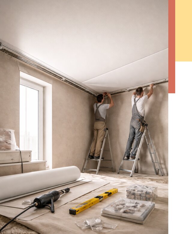 Монтаж натяжного потолка в спальне в Каменске-Уральском от 4042 руб. под ключ | ОТДЕЛОЧНИК-Кмн