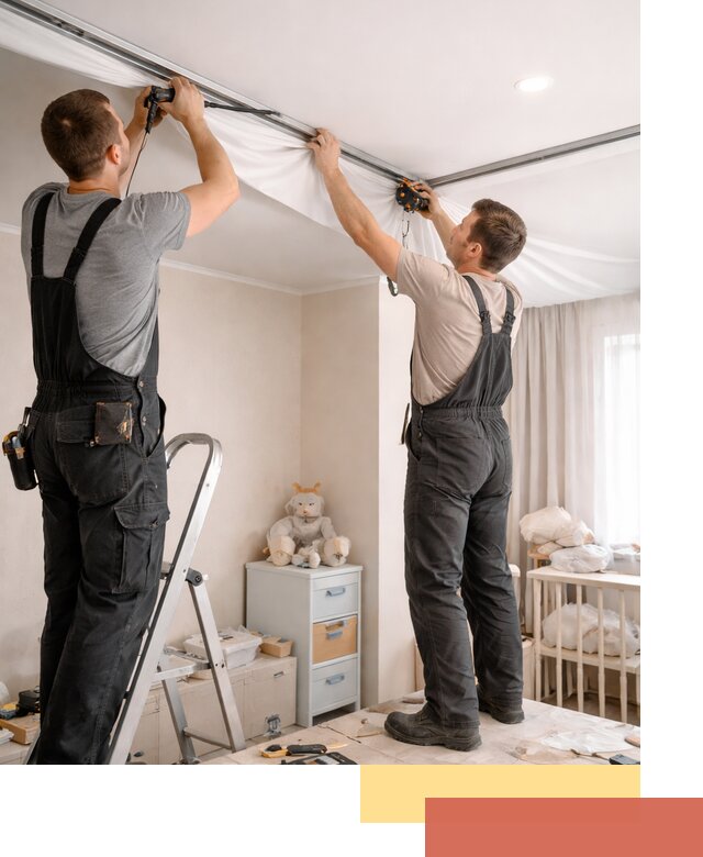 Монтаж натяжного потолка в детской комнате в Каменске-Уральском